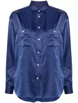 Polo Ralph Lauren атласная рубашка с длинными рукавами, синий