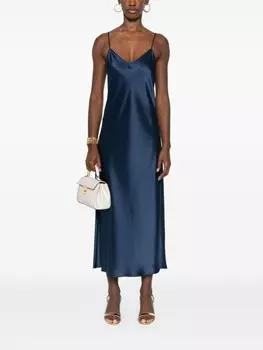 Polo Ralph Lauren атласное платье миди, синий