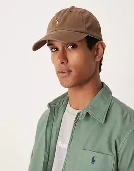 Polo Ralph Lauren - бейсболка из эластичного твила коричневого цвета с красочным логотипом бренда