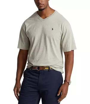 Polo Ralph Lauren Big & Tall классическая футболка из хлопкового джерси с короткими рукавами и v-образным вырезом, серый