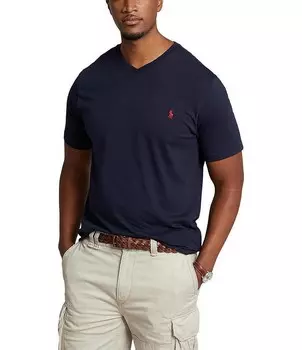 Polo Ralph Lauren Big & Tall классическая футболка из хлопкового джерси с короткими рукавами и v-образным вырезом, синий