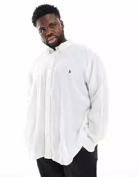 Polo Ralph Lauren Big & Tall льняная рубашка с логотипом классического свободного кроя белого цвета