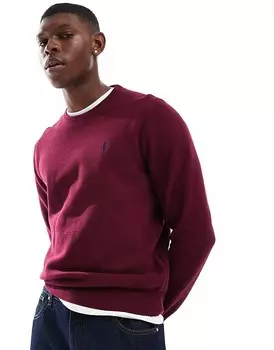 Polo Ralph Lauren – бордовый свитер с логотипом из хлопкового трикотажа