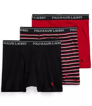Polo Ralph Lauren Classic Fit, однотонный и в полоску, 6 Трусы-боксеры с внутренним швом (3 шт.), мультиколор