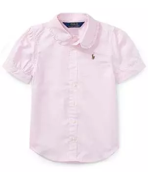 Polo Ralph Lauren Детская одежда Оксфордская рубашка на пуговицах для маленьких девочек 2T-6X, розовый