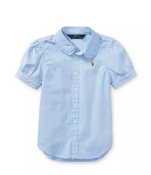Polo Ralph Lauren Детская одежда Оксфордская рубашка на пуговицах для маленьких девочек 2T-6X, синий