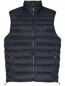 Polo Ralph Lauren дутый жилет с вышитым логотипом, синий
