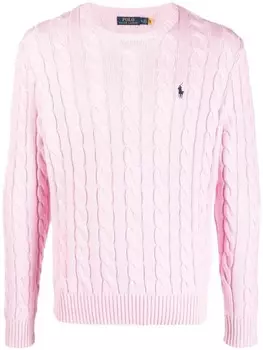 Polo Ralph Lauren джемпер фактурной вязки с вышитым логотипом, розовый