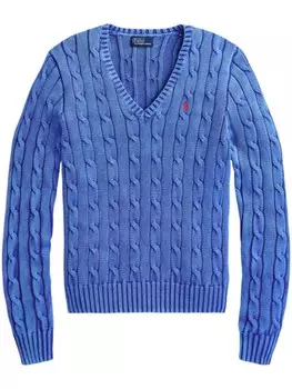 Polo Ralph Lauren джемпер фактурной вязки с V-образным вырезом, синий