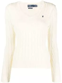 Polo Ralph Lauren джемпер фактурной вязки с вышитым логотипом, нейтральный цвет