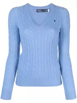 Polo Ralph Lauren джемпер фактурной вязки с V-образным вырезом, синий