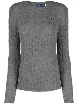 Polo Ralph Lauren джемпер фактурной вязки с логотипом Polo Pony, серый