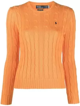 Polo Ralph Lauren джемпер фактурной вязки с логотипом Polo Pony, оранжевый