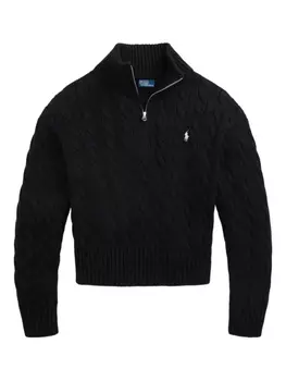 Polo Ralph Lauren джемпер фактурной вязки с воротником на молнии, черный