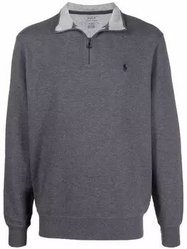 Polo Ralph Lauren джемпер на молнии с вышивкой Polo Pony, серый
