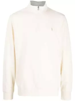 Polo Ralph Lauren джемпер на молнии с вышивкой Polo Pony, нейтральный цвет