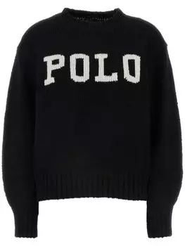 Polo Ralph Lauren джемпер с длинными рукавами и логотипом intarsia, черный