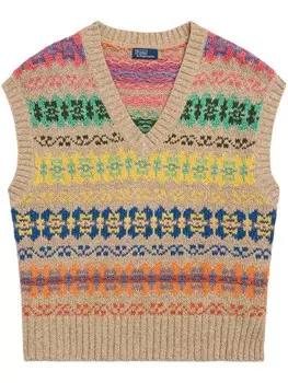 Polo Ralph Lauren джемпер с короткими рукавами и узором, нейтральный цвет