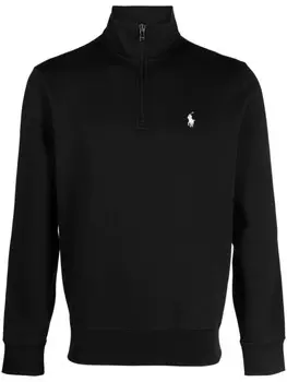Polo Ralph Lauren джемпер с воротником на молнии и вышитым логотипом, черный