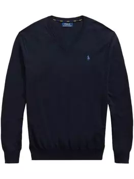 Polo Ralph Lauren джемпер с вышитым логотипом и V-образным вырезом, синий