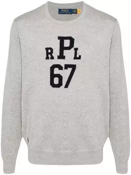 Polo Ralph Lauren джемпер с жаккардовым логотипом, серый