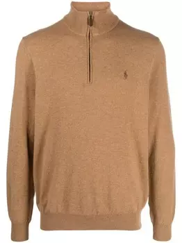 Polo Ralph Lauren джемпер тонкой вязки с вышитым логотипом, коричневый