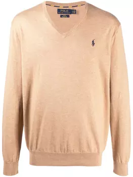 Polo Ralph Lauren джемпер тонкой вязки с нашивкой-логотипом, коричневый