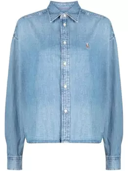 Polo Ralph Lauren джинсовая рубашка с вышитым логотипом, синий
