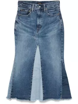 Polo Ralph Lauren джинсовая юбка макси в технике пэчворк, синий