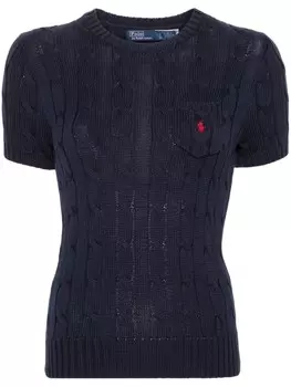 Polo Ralph Lauren футболка фактурной вязки с вышитым логотипом, синий