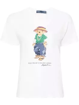 Polo Ralph Lauren футболка из хлопка с принтом Polo Bear, белый