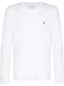 Polo Ralph Lauren футболка с длинными рукавами и вышитым логотипом, белый