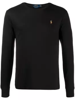Polo Ralph Lauren футболка с длинными рукавами и вышитым логотипом, черный