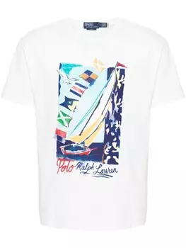 Polo Ralph Lauren футболка с графичным принтом, белый