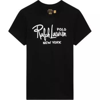 Polo Ralph Lauren Футболка с короткими рукавами и принтом букв и логотипа, женская, черная