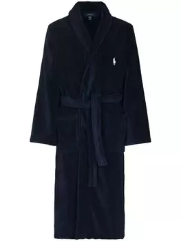 Polo Ralph Lauren халат с поясом и вышитым логотипом, синий