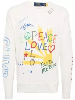Polo Ralph Lauren хлопковый джемпер с принтом «мир», белый