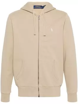 Polo Ralph Lauren худи на молнии с вышивкой Polo-Pony, нейтральный цвет