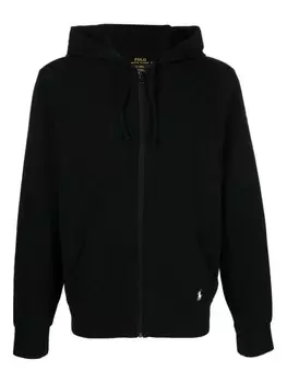 Polo Ralph Lauren худи на молнии с вышитым логотипом, черный