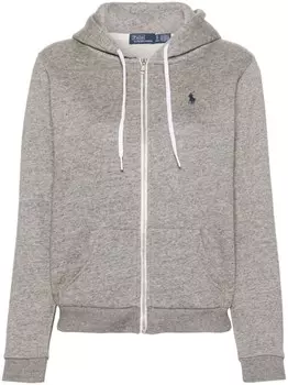 Polo Ralph Lauren худи на молнии с вышивкой Polo Pony, серый