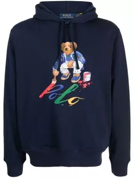 Polo Ralph Lauren худи с принтом Polo Bear, синий