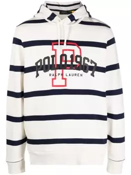 Polo Ralph Lauren худи в полоску с логотипом, белый