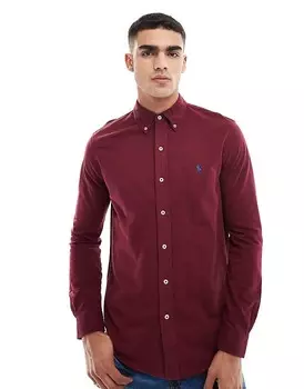 Polo Ralph Lauren – Icon – Бордовая рубашка из меланхо-пике с логотипом