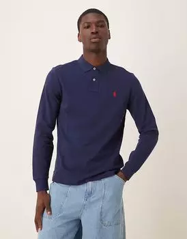 Polo Ralph Lauren Icon Logo Поло с длинными рукавами в темно-синем цвете