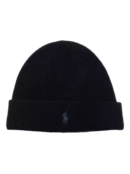 Polo Ralph Lauren кашемировая шапка бини с логотипом Polo Pony, синий