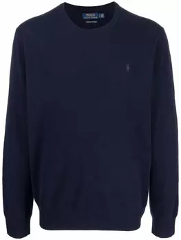 Polo Ralph Lauren кашемировый джемпер с вышивкой Polo Pony, синий
