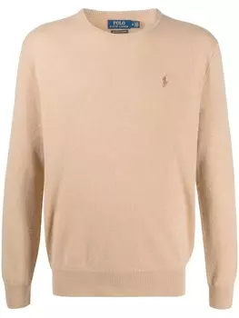 Polo Ralph Lauren кашемировый пуловер с вышитым логотипом, коричневый