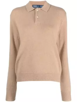 Polo Ralph Lauren кашемировый топ с длинными рукавами, коричневый