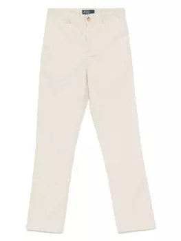 POLO RALPH LAUREN KIDS брюки с вышивкой Polo Pony, нейтральный цвет