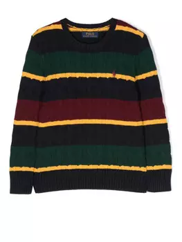 POLO RALPH LAUREN KIDS джемпер фактурной вязки с вышитым логотипом, зеленый